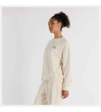 New Balance Sweat-shirt beige surdimensionn en tissu ponge franais