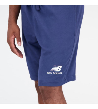 New Balance Essentials Shorts i fransk frott med staplad logotyp bl