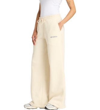 New Balance Reimagined Fleece Wide Leg Beige Trousers