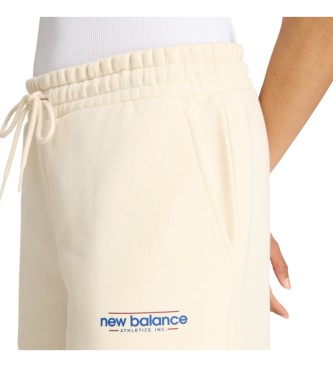 New Balance Reimagined Fleece Wide Leg Beige Trousers