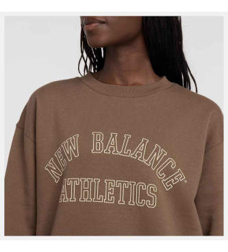 New Balance Grafična jopica iz flisa Crew Sweatshirt rjave barve