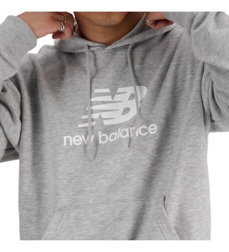 New Balance Sport Essentials siva kapuca z logotipom iz francoskega frotirja Sport Essentials