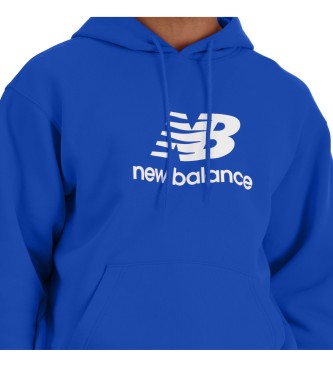 New Balance Bluza z kapturem z logo frotte Sport Essentials niebieska