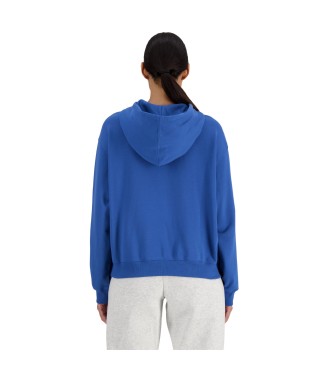 New Balance Modra frotirna majica s kapuco in logotipom