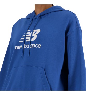 New Balance Modra frotirna majica s kapuco in logotipom