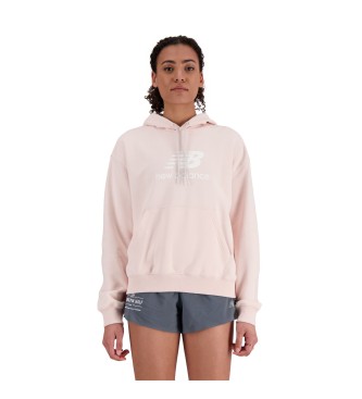 New Balance Sweatshirt med huva och rosa logo i frott