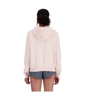 New Balance Bluza z kapturem z różowym logo frotte