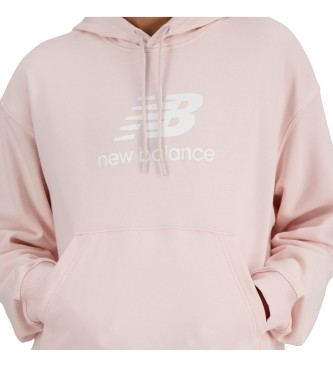 New Balance Sweatshirt med huva och rosa logo i frott