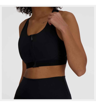 New Balance Sleek Bra With Front Pocket And Half Zip Fastening Black