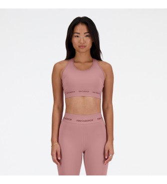 New Balance NB Sleek medium support sports bra pink