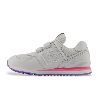 New Balance Scarpe da ginnastica in pelle grigia 574 Core con chiusura a strappo