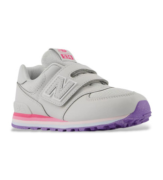 New Balance Scarpe da ginnastica in pelle grigia 574 Core con chiusura a strappo