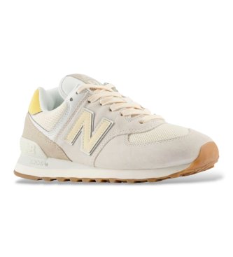 New Balance 574 Sneaker aus Leder in Ecru