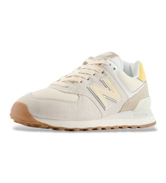 New Balance 574 Sneaker aus Leder in Ecru