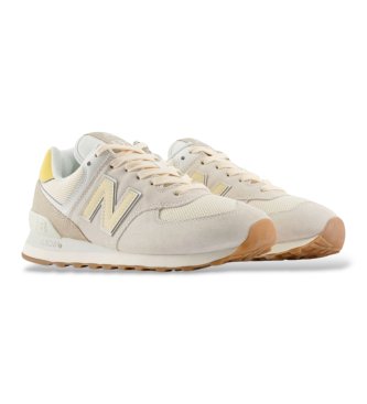 New Balance 574 Sneaker aus Leder in Ecru
