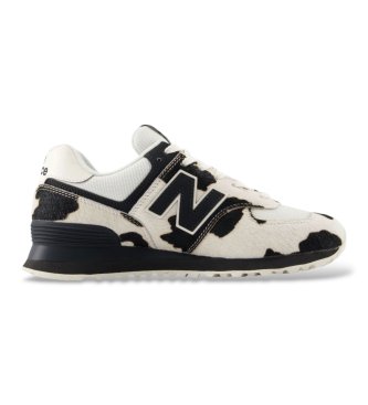 New Balance Sneakers van leer 574 met wit-zwarte print