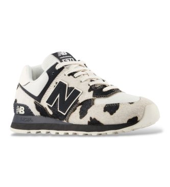 New Balance Sneakers van leer 574 met wit-zwarte print