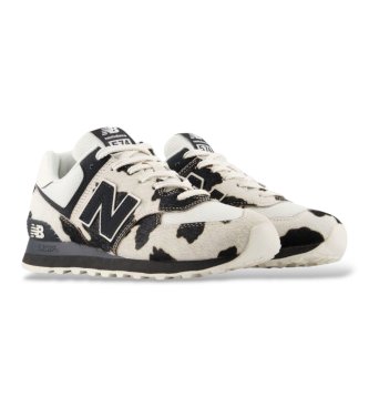 New Balance Sneakers van leer 574 met wit-zwarte print