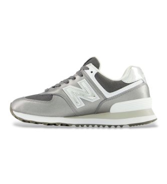 New Balance Sneakers in pelle 574 grigio metallizzato