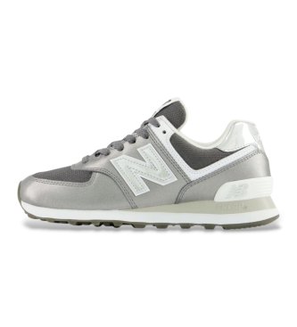 New Balance Sneakers in pelle 574 grigio metallizzato