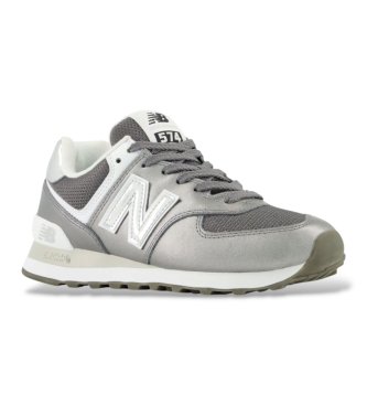 New Balance Sneakers in pelle 574 grigio metallizzato