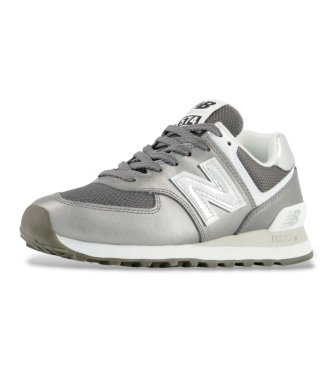 New Balance Sneakers in pelle 574 grigio metallizzato