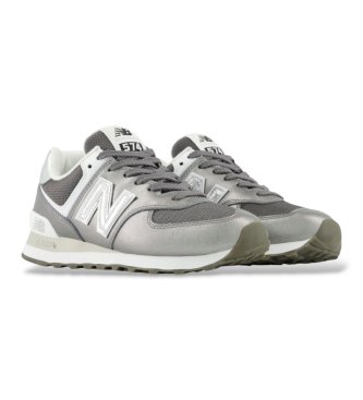 New Balance Sneakers in pelle 574 grigio metallizzato