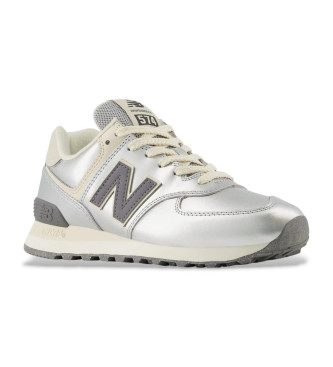 New Balance Skórzane sneakersy 574 srebrne