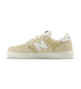 New Balance T500 Lace beige leather trainers