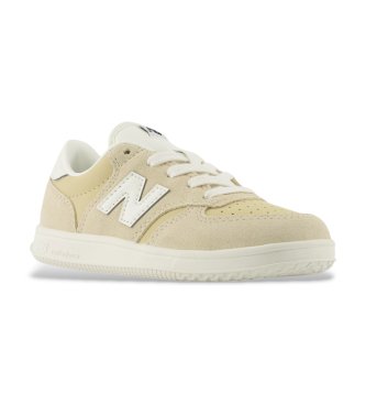 New Balance T500 Lace beige leather trainers