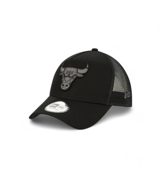New Era Cappellino da camionista nero con cornice ad A tono su tono dei Chicago Bulls