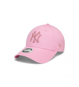 New Era Cappellino rosa con logo metallico dei 9Forty New York Yankees