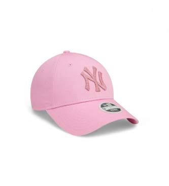 New Era Cappellino rosa con logo metallico dei 9Forty New York Yankees