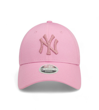 New Era Cappellino rosa con logo metallico dei 9Forty New York Yankees