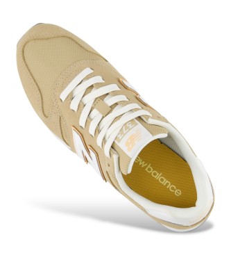 New Balance 373V2 senfgelbe Leder-Turnschuhe