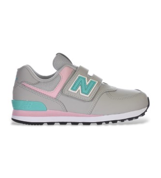 New Balance Scarpe da ginnastica in pelle grigia 574 Core con chiusura a strappo