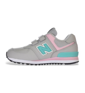 New Balance Scarpe da ginnastica in pelle grigia 574 Core con chiusura a strappo