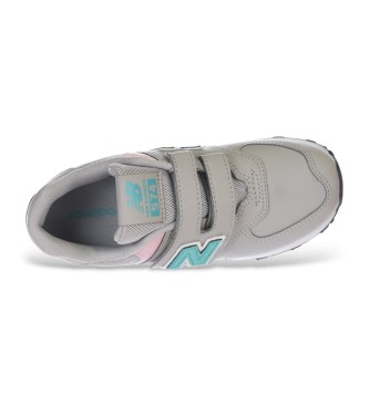 New Balance Scarpe da ginnastica in pelle grigia 574 Core con chiusura a strappo