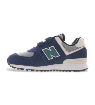 New Balance Scarpe da ginnastica in pelle blu scuro con chiusura a strappo 574 Core