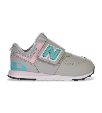 New Balance Scarpe da ginnastica grigie 574 New-B con chiusura a strappo