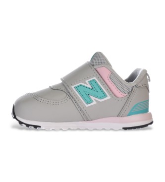 New Balance Scarpe da ginnastica grigie 574 New-B con chiusura a strappo