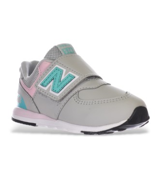 New Balance Scarpe da ginnastica grigie 574 New-B con chiusura a strappo