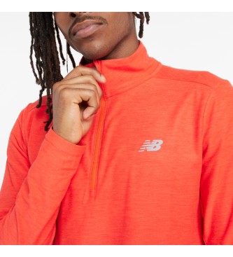 New Balance Koszulka Space Dye 1/4 Zip pomarańczowa