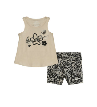 Nike Beige blommig sportoutfit