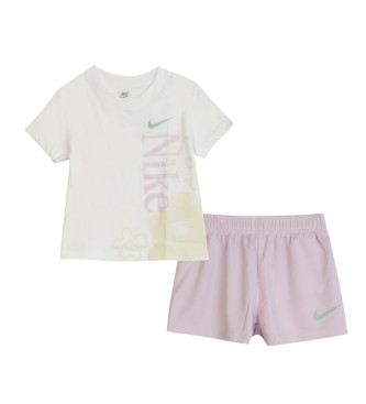 Nike Vitt, lila blommigt sportset