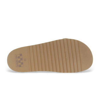 NO NAME Sun Slap beige leather flip flops