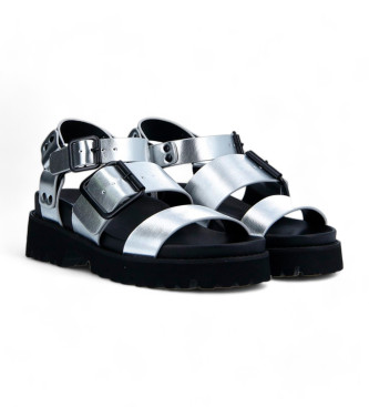 NO NAME June Ankle Galaxie silver sandals