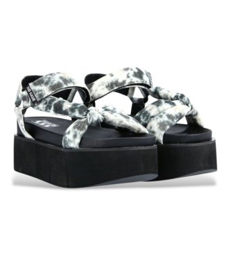 NO NAME Black Print Platform Sandals