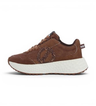 NO NAME Baskets en cuir Carter Jogger Glitter marron
