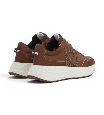NO NAME Baskets en cuir Carter Jogger Glitter marron